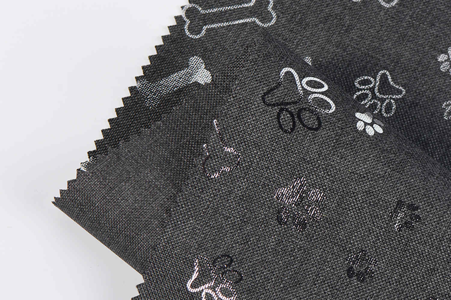 PU -belagt 600d 68t kation med sølvtrykk